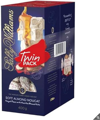 Sally Williams Original Recipe Soft Almond Nougat | Hand Made With The Finest Ingredients | Individually Wrapped | Sweet Exceptional Nougat | 800g