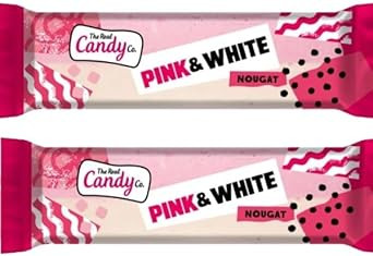 The Real Candy Co. Pink & White Nougat Bars 130g (2x Bars)