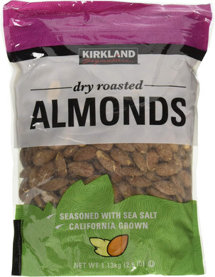 Kirkland Signature Dry Roasted Almonds Seasoned with Sea Salt: 2 Bags of 2.5 Lb