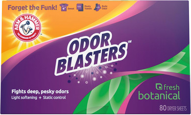 ARM & HAMMER Dryer Sheets, Fabric Softener Sheets with Odor Blasters, Fresh Botanical Scent, 80 Ct