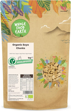 Wholefood Earth Organic Soya Chunks 2kg GMO Free | Vegan | High Fibre | High Protein | Certified Organic