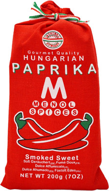 Menol Spices Authentic Hungarian Smoked Paprika Powder (Smoked Sweet 200g) Premium Gourmet Quality, Incredible Smokey Flavour, Vibrant Red, Produced in region of Szeged, Hungary