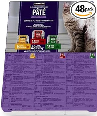 Kirkland Signature Tender Meal Variety Cat Food, 48 x 100g Wet Cat Food in Assorted Flavours, Balanced Nutrition for Adult Cats, Delicious and Healthy Recipes