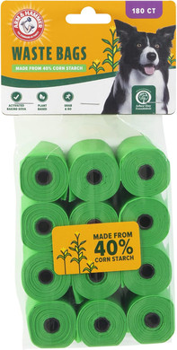 Arm & Hammer Dog Waste Bag Refills, Green, 180 Count