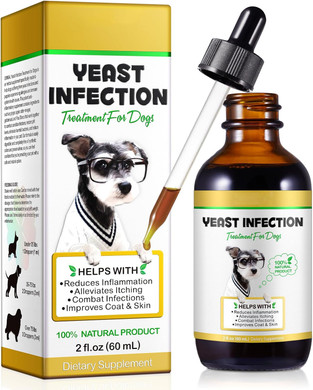 HUALIJIA Yeast Infection Treatment for Dogs, Natural Dog Yeast Infection Drops for Dog Skin Itch Relief, Dog Allergy Relief, Dog Yeast Ear Infection Treatment, 60ml