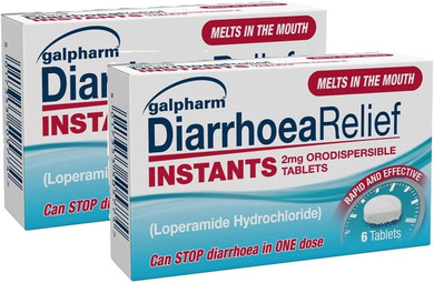 GALPHARM Diarrhoea Relief Instant Melts 2mg Loperamide Orodispersible Tablets 6's X 2