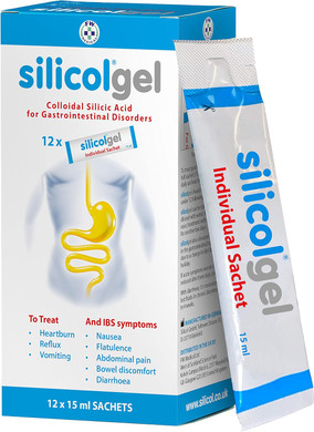 silicolgel Sachets 12 x 15ml  Clinically Proven Relief for IBS Symptoms: Diarrhoea, Stomach Pain, Bloating and Flatulence. Also Treats Heartburn, Acid Reflux and Nausea