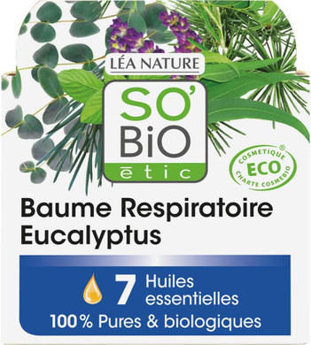 SO'BiO étic Organic Eucalyptus Respiratory Balm, 50 ml, Lot of 4