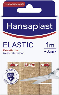 Hansaplast Elastic Plaster (1 m x 6 cm), Cut to Size Wound Plasters for Joints and Moving Body Areas, Flexible Dressing Material with Extra Strong Adhesion