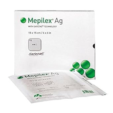 Mepilex 287110 Ag Specialist Foam Antimicrobial Silicone Dressing, Non bordered, 10 cm x 10 cm (Pack of 5)