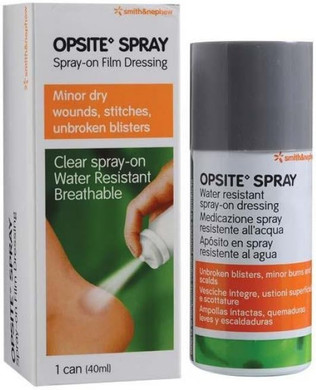 OPSITE SPRAY WATER RESISTANT SPRAY-ON DRESSING UNBROKEN BLISTERS, MINOR BURNS AND SCALDS - 40ML