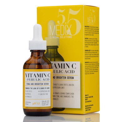 Medix Vitamin C Facial Serum Skin Care Booster For Age Spots, Wrinkles, & Fine Lines. Anti Aging Face Serum W/Glycolic Acid & Hyaluronic Acid Brightens Skin For Healthier Skin Complexion, 1.75 Fl OzVitamin C Serum