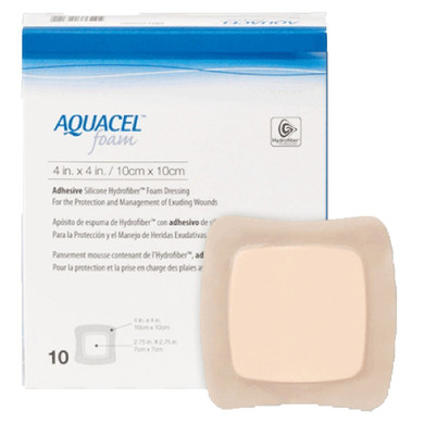 ConvaTec Aquacel Foam Adhesive Bandage, 10cm x 10cm, Pack of 10