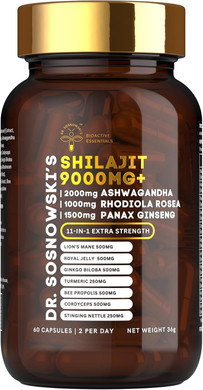 Dr. Sosnowski's BioActive Shilajit Resin 60g | 120 Servings | 100% Pure Himalayan Resin, High Potency Fulvic Acid