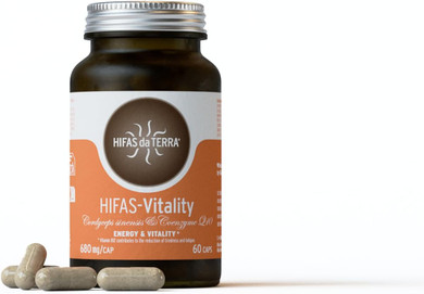 HIFAS DA TERRA - HIFAS-Vitality Pure Extract of Cordyceps Sinensis, Ginseng and Coenzyme Q10 - Reduces Fatigue and Tiredness - Bottle 60 Capsules