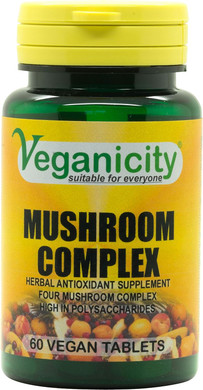 Veganicity Mushroom Complex : Immune System Support : 60 Tablets, in a Planet-Friendly 99% Recycled Pot