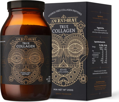 Ancient + Brave True Collagen 200g - Grass-Fed Bovine Collagen Powder - 100% Hydrolysed Collagen Peptides (Type 1) High Protein Supplements for Women - Fasting, Beauty, Keto - Skin, Hair & Nail Health