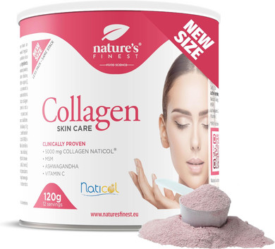 Nature's Finest by Nutrisslim Collagen Skincare - Fish Collagen Powder Naticol (5000mg) with MSM, Vitamin C, Ashwagandha - Hydrolyzed Marine Collagen Type 1, Gluten Free - 240 g