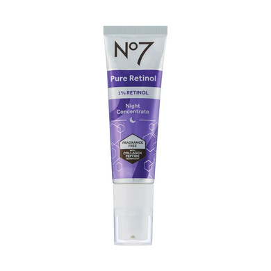 No7 Pure Retinol 1% Night Concentrate - Anti Wrinkle Serum With Collagen & Niacinamide, 30Ml