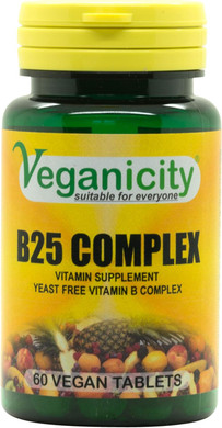 Veganicity B25 Complex : Vitamin B Supplement : 60 Tablets, in a Planet-Friendly 99% reccyled Pot