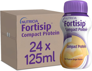Fortisip Compact Protein Liquid Supplement, Ginger Flavour, 125ml, Pack of 24 Bottles
