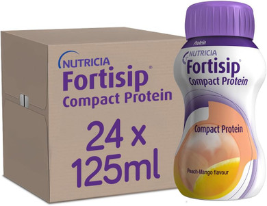 Fortisip Compact Protein Drink, Peach and Mango Flavour, 125ml Bottle x24