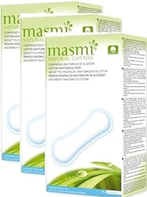 Masmi Anatomical Sanitary Towels Pack of 3 pure cotton