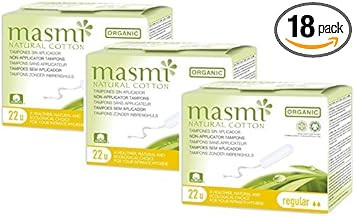 Masmi Organic Tampons Made From Certified Organic Cotton  Pack of 3 (