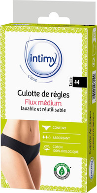 INTIMY Care - Size 42 - Medium Flux - Fabric in Contact with The Skin Made from 95% Organic Cotton - Everyday Comfort and Freedom of Movement - Washable and Reusable