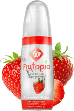 ID Frutopia Strawberry Lube 100ml Pump Bottle  Naturally Flavoured Water Based Lubricant - Vegan-Friendly Strawberry Flavoured Lube For Oral Sex