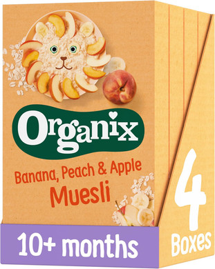 Organix Banana, Peach & Apple Organic Muesli, 10+ Months, 200 g Box (Pack of 4)