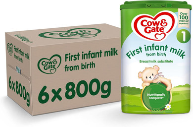 Cow & Gate 1 First Infant Baby Milk Powder Formula, from Birth, 800g (Pack of 6)