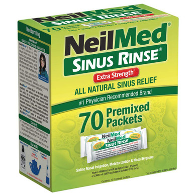 NeilMed's Sinus Rinse Extra Strength Pre-Mixed Hypertonic Packets, 70 Count (Pack of 1)