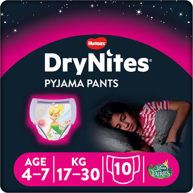 Huggies DryNites Girls Pyjama Pants 4-7 Years, Pack of 10