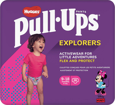 Huggies Pull-Ups, Explorers for Girls, 9-18 Months - Breathable Nappy Pants to Support Potty Training - Flex and Protect for All-Round Comfort, Pack of 28