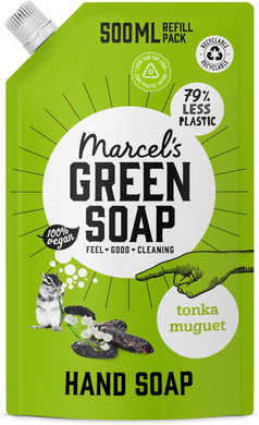 Marcel's Green Soap - Hand Soap Refill Tonka & Muguet - Handwash Dispenser Refill - 100% Eco friendly - 100% Vegan - 97% Biodegradable - 500 ML