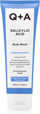 Q+A Salicylic Acid Body Wash (250ml), Sensitive Shower Gel, Body Care, Shower Gel with Green Tea Extract and BHA, Gently Exfoliates, Smoothes, and Softens the skin