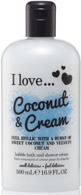I Love Originals Coconut & Cream Bath & Shower Crème, Filled With Natural Fruit Extracts & Vitamin B5, Nourishing & Refreshing Formula to Leave Skin Feeling Silky & Soft, VeganFriendly 500ml