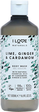 I Love Naturals Lime, Ginger & Cardamon Body Wash, Natural Oils Of Cardamon, Ginger & Sage, Formulated Using Essential Oils For Silky Smooth Skin, 500ml