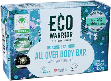 Eco Warrior All Over Body Soap Bar - Vegan, Cruelty Free, No SLS or Parabens, Deeply Nourishing Shea Butter, Body and Hand Soap Bar, Little Soap Company, 100 g (Pack of 2)