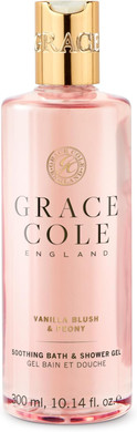 Grace Cole Vanilla Blush & Peony Refreshing Bath & Shower Gel 300ml - Essential Oils - Vegan and Cruelty Free, No SLS or Parabens - Made In England