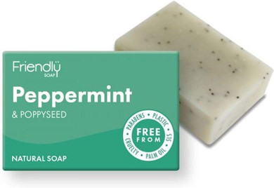 Handmade Natural Peppermint & Poppyseed Soap - Refreshing, Uplifting, Exfoliating 95g (Pack of 2)