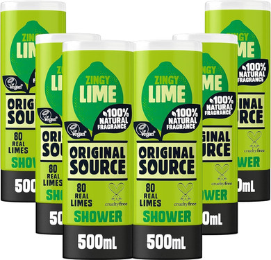 Original Source Mint & Tea Tree Shower Gel, 100 Percent Natural Fragrance, Vegan, Cruelty Free, Paraben Free, Bulk Buy, Pack of 6 x 500 ml