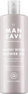 ManCave Hinoki Wood Shower Gel for Men, Warm Woody Aroma with Hinoki Cypress, Bergamot and Vetiver, Sulphate and Paraben Free, Natural, Vegan, Cruelty Free, 500 ml