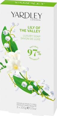 Yardley London Lily of the Valley Soap, Moisturising Solid Soap Bar for Women, Finely Milled Soap Bar with Notes of Pear and Freesia 3x100g