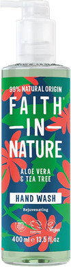 Faith In Nature Natural Aloe Vera and Tea Tree Hand Wash, Nourishing, Vegan and Cruelty Free, No SLS or Parabens, 400 ml