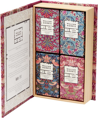 William Morris At Home Guest Soaps 4 x 50 g, Citrus Fragrance, Travel Size, Vegan Friendly and Cruelty Free, Beauty Gift For Her, Bergamot & Vetiver Golden Lily Collection