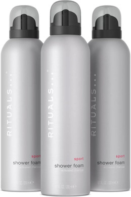RITUALS Shower Foam Sport, value pack - Gel with Activated Charcoal, Post-Workout Cleansing Foaming Gel - 3 x 200ml