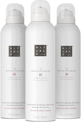 RITUALS Shower Foam The Ritual of Sakura, value pack - Gel with Cherry Blossom and Rice Milk, Sensational Foaming Gel - 3 x 200ml