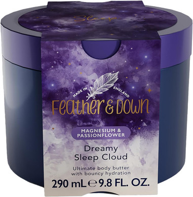 Feather & Down Magnesium and Passionflower Dreamy Sleep Cloud (290ml) - Whipped Body Butter Infused with Magnesium and Passionflower Extract, Calms for Anxiety & Stress, Relaxation Aromatherapy